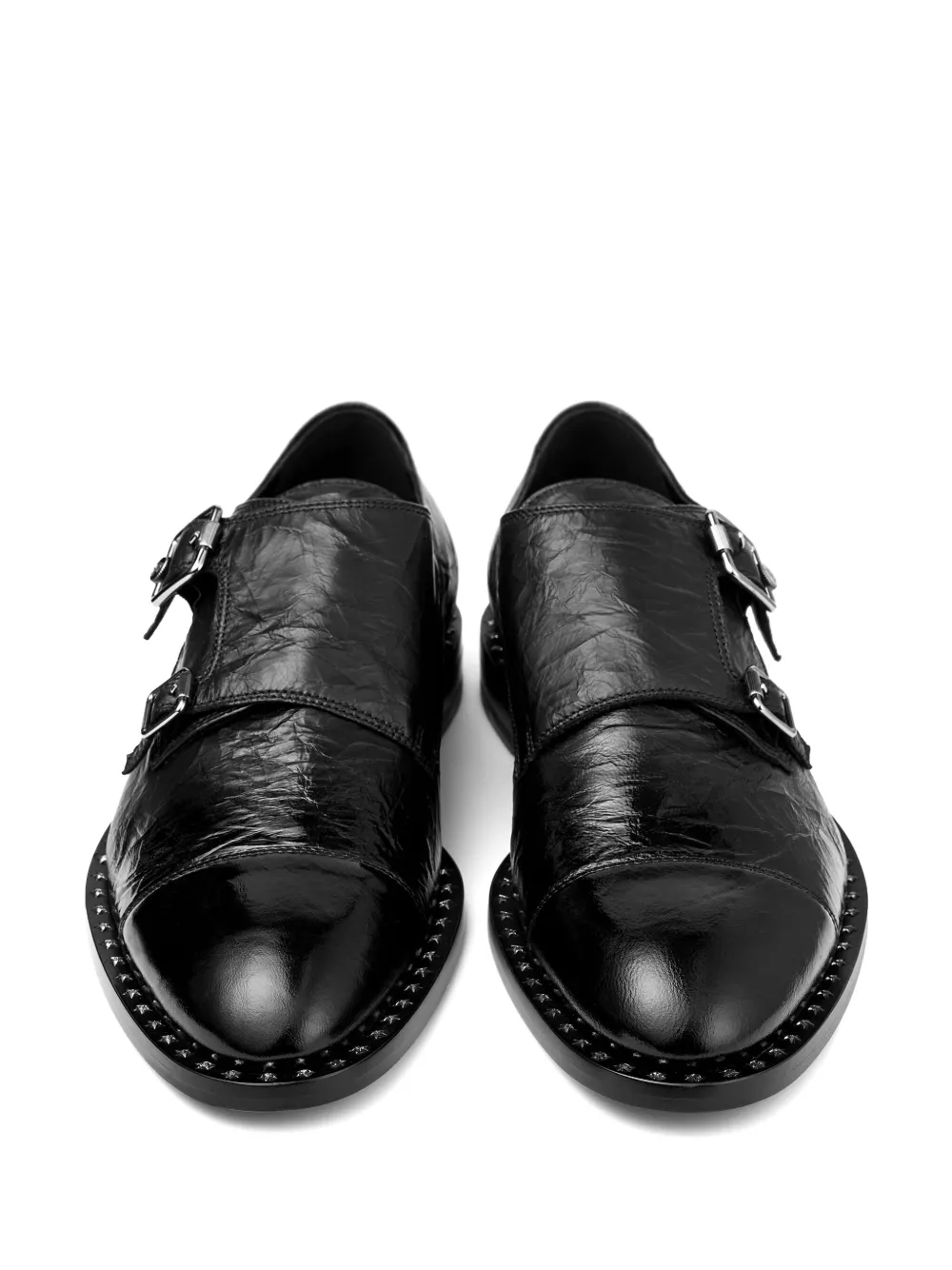 Jimmy Choo モンクストラップ Black Brush Off Leather Monk Strap Shoes | FINNION MONKSTRAP