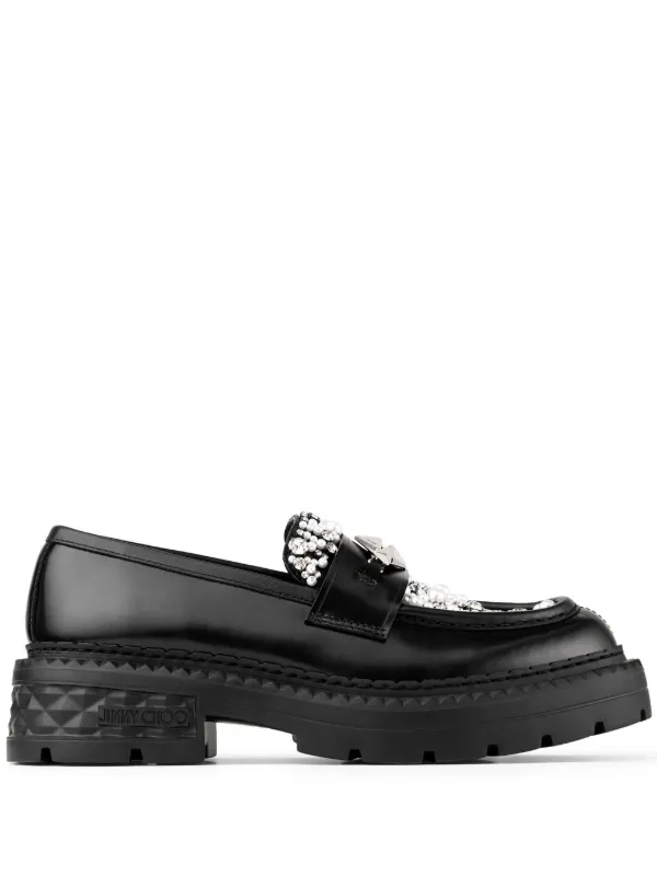 Jimmy Choo Marlow ダイヤモンド ローファー | ブラック | FARFETCH JP
