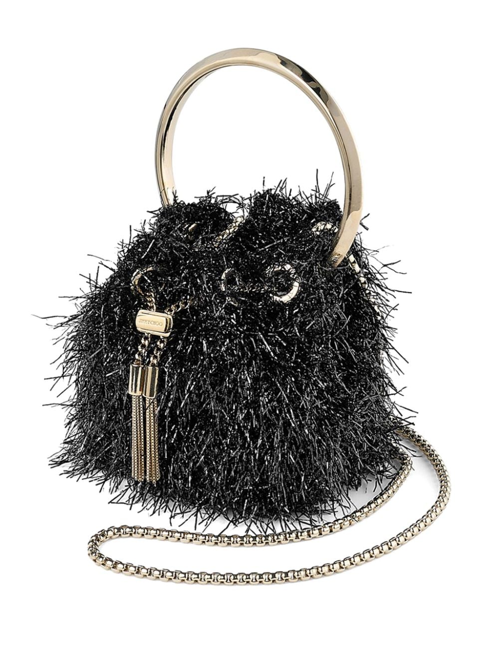 Shop Jimmy Choo Bon Bon Mini Bucket Bag In Black