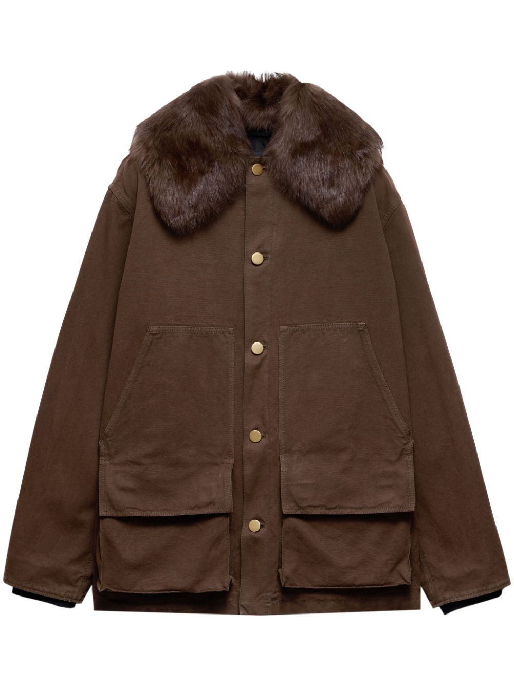 Prada cotton shearling-collar jacket - Brown