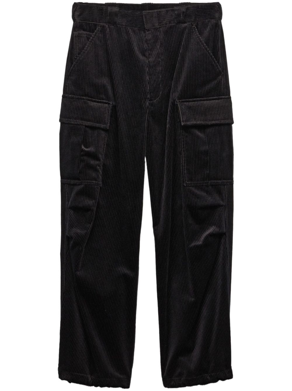 Prada Corduroy Pants With Cargo Pockets In Schwarz