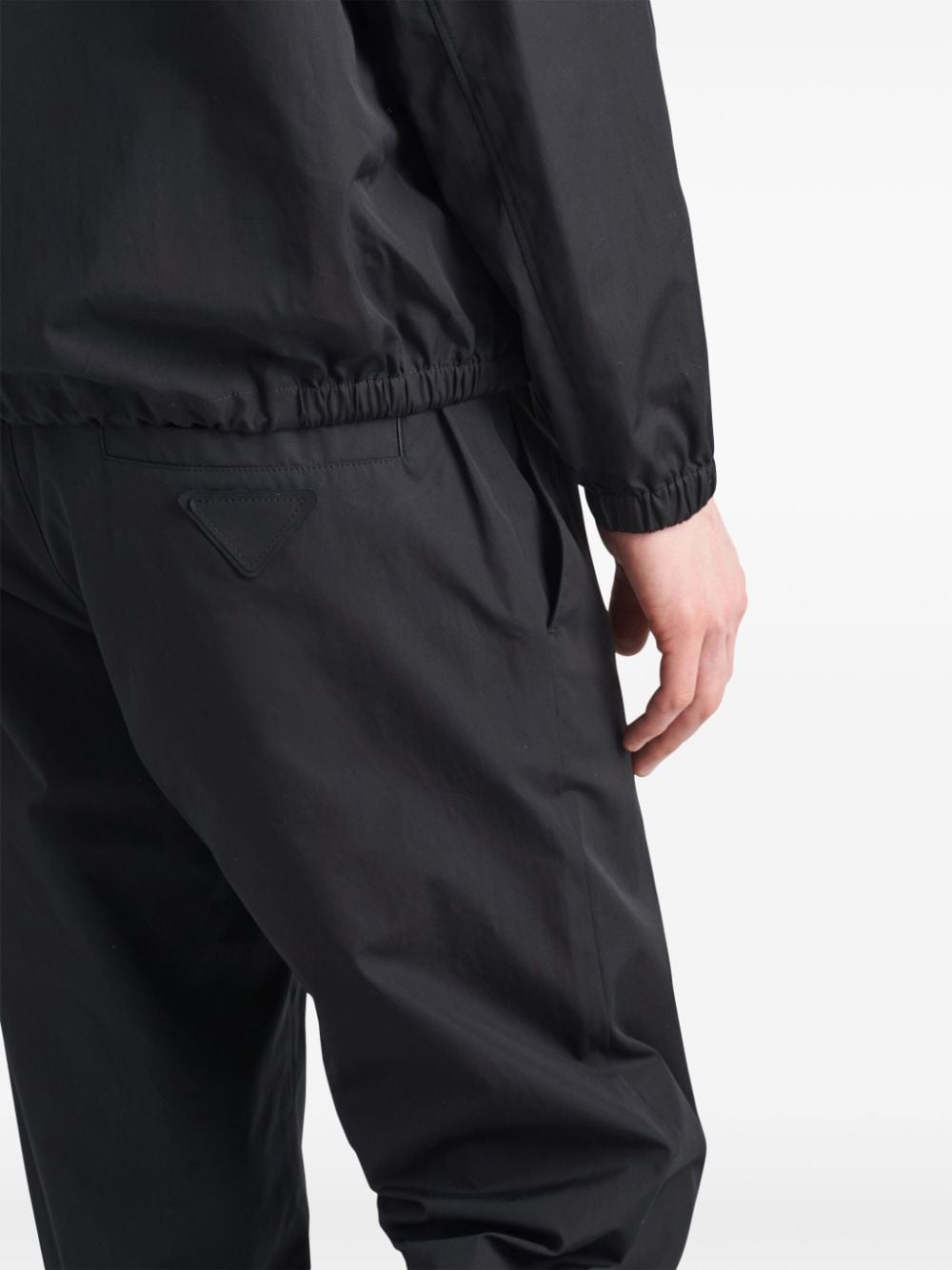 Shop Prada Elasticated Cotton Track Pants In Black