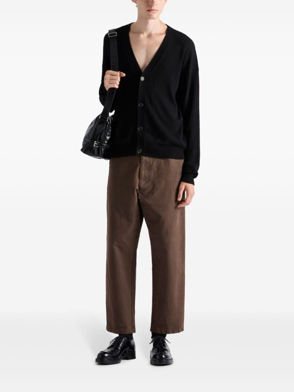 Shop Prada Garment Dyed Cotton Chinos In Brown