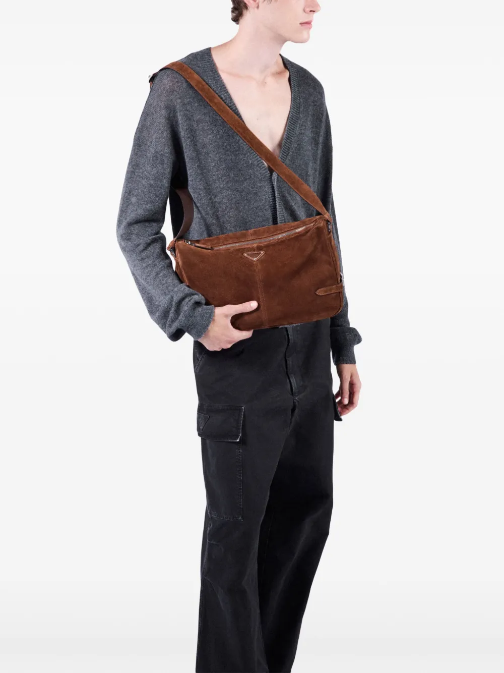 Prada Geverfde katoenen cargo broek Zwart