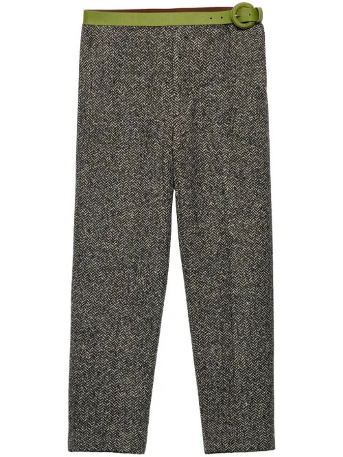 Pantalon slim à taille ceinturée - Prada - Modalova