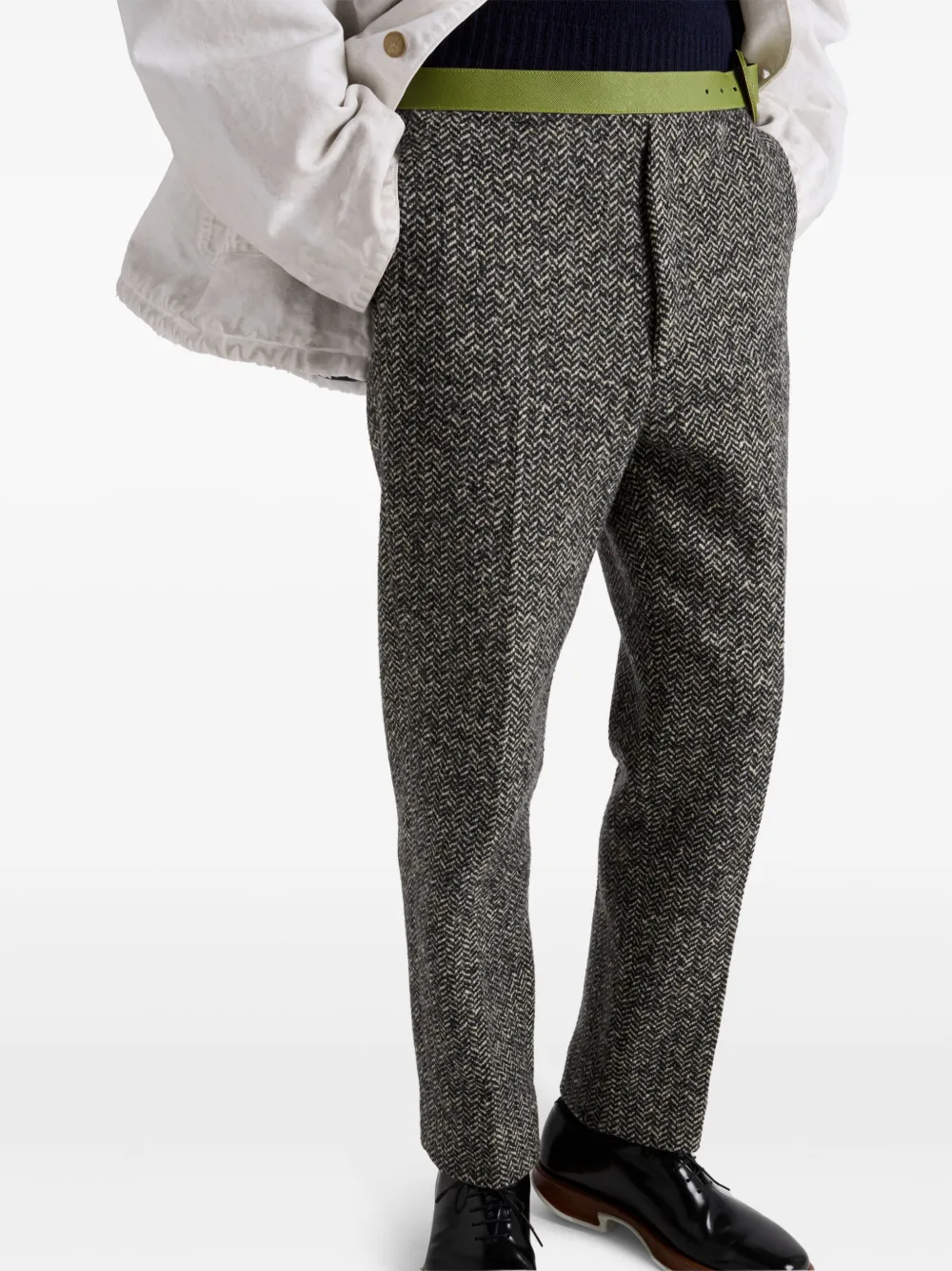 Prada Slim-fit broek met ceintuur Wit