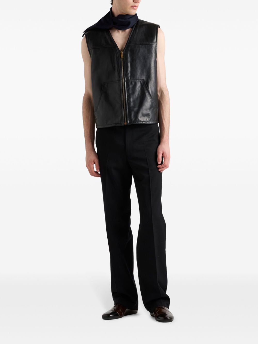 Prada shearling-lined leather waistcoat - Black