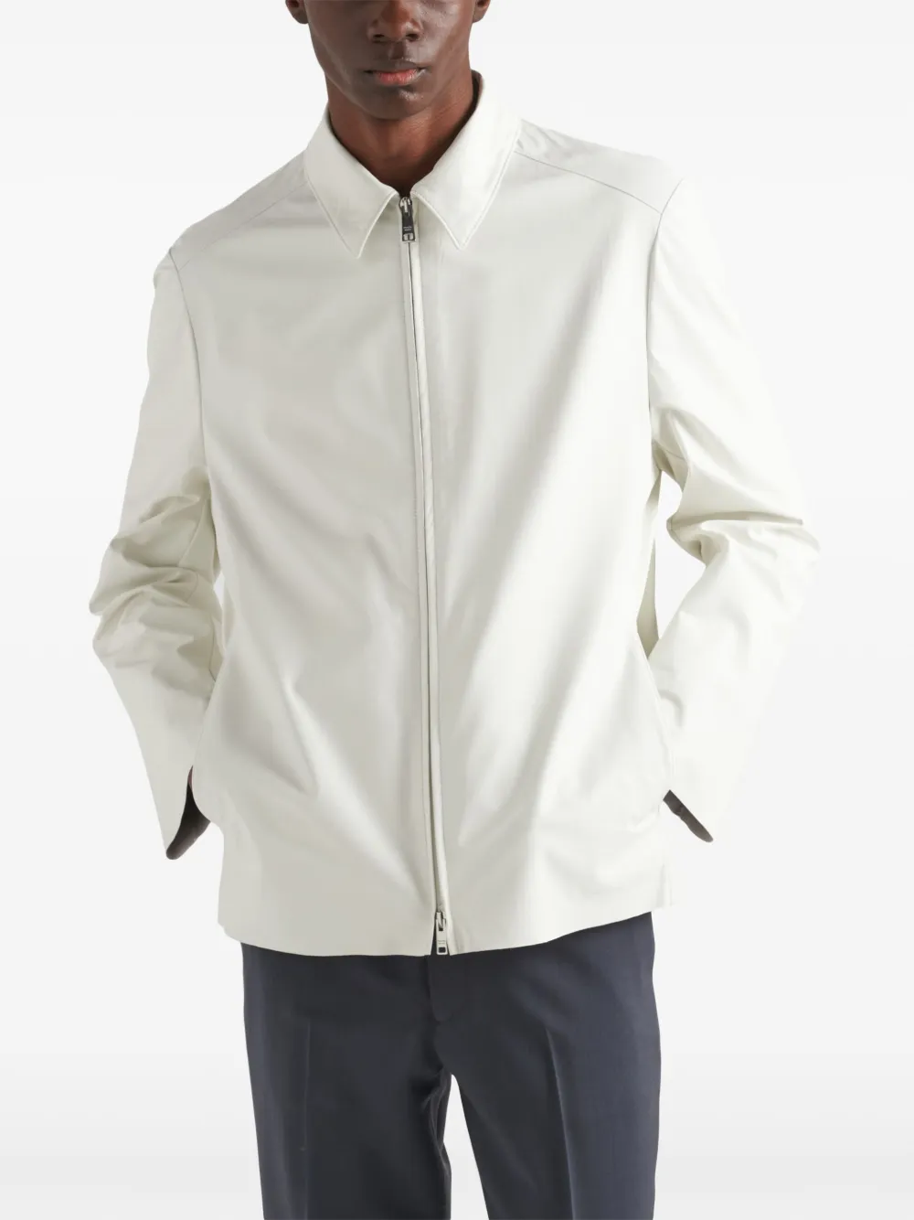 Prada Leather Jacket | White | FARFETCH Prada Leather Jacket | White | FARFETCH