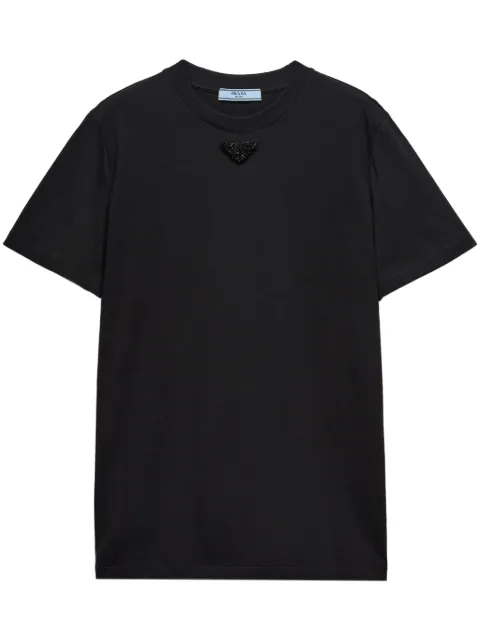 Prada embroidered-triangle jersey T-shirt