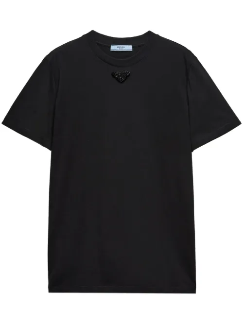 T-shirt en jersey à motif triangle brodé - Prada - Modalova