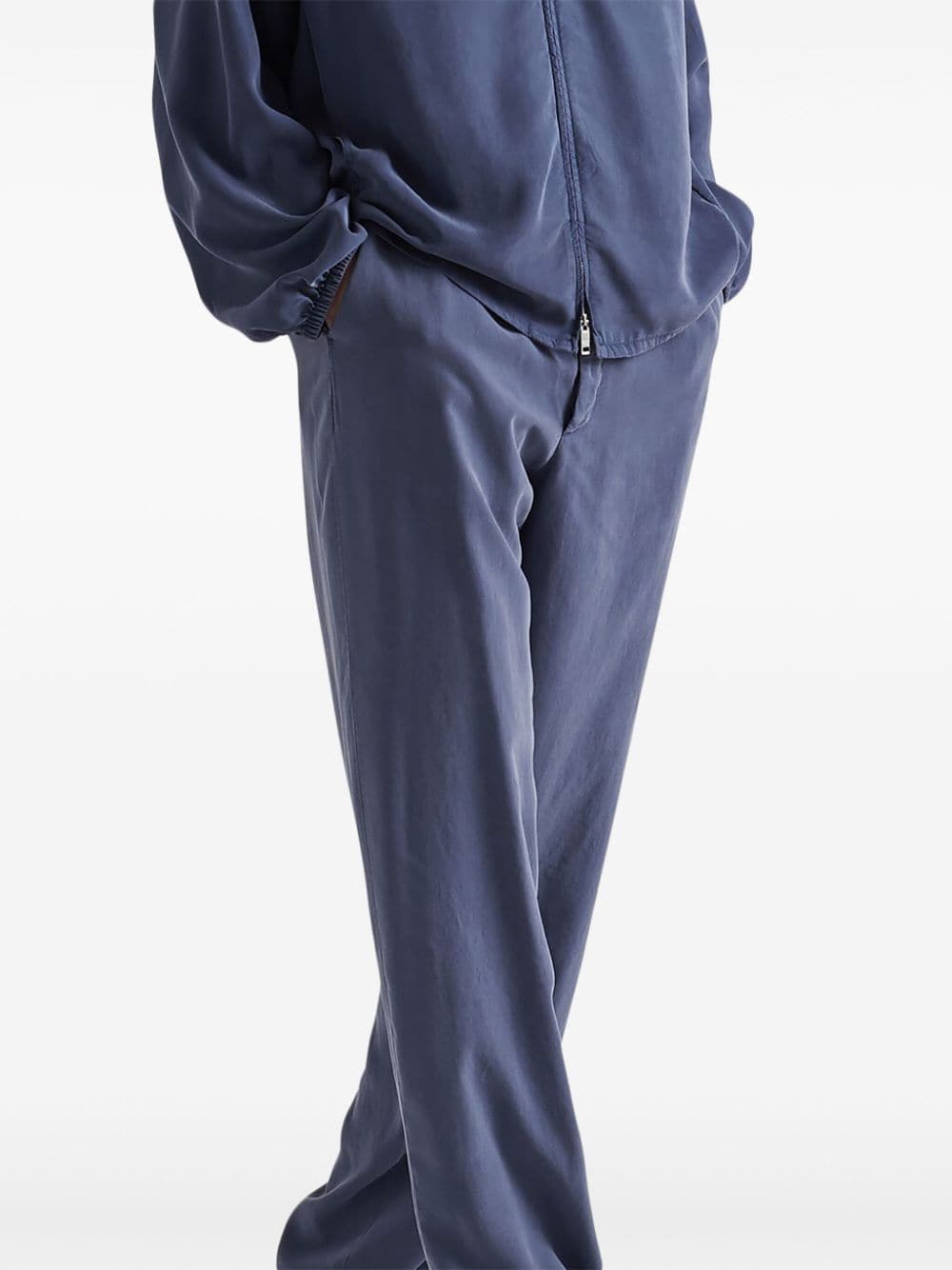 Shop Prada Silk Wide-leg Trousers In Blue