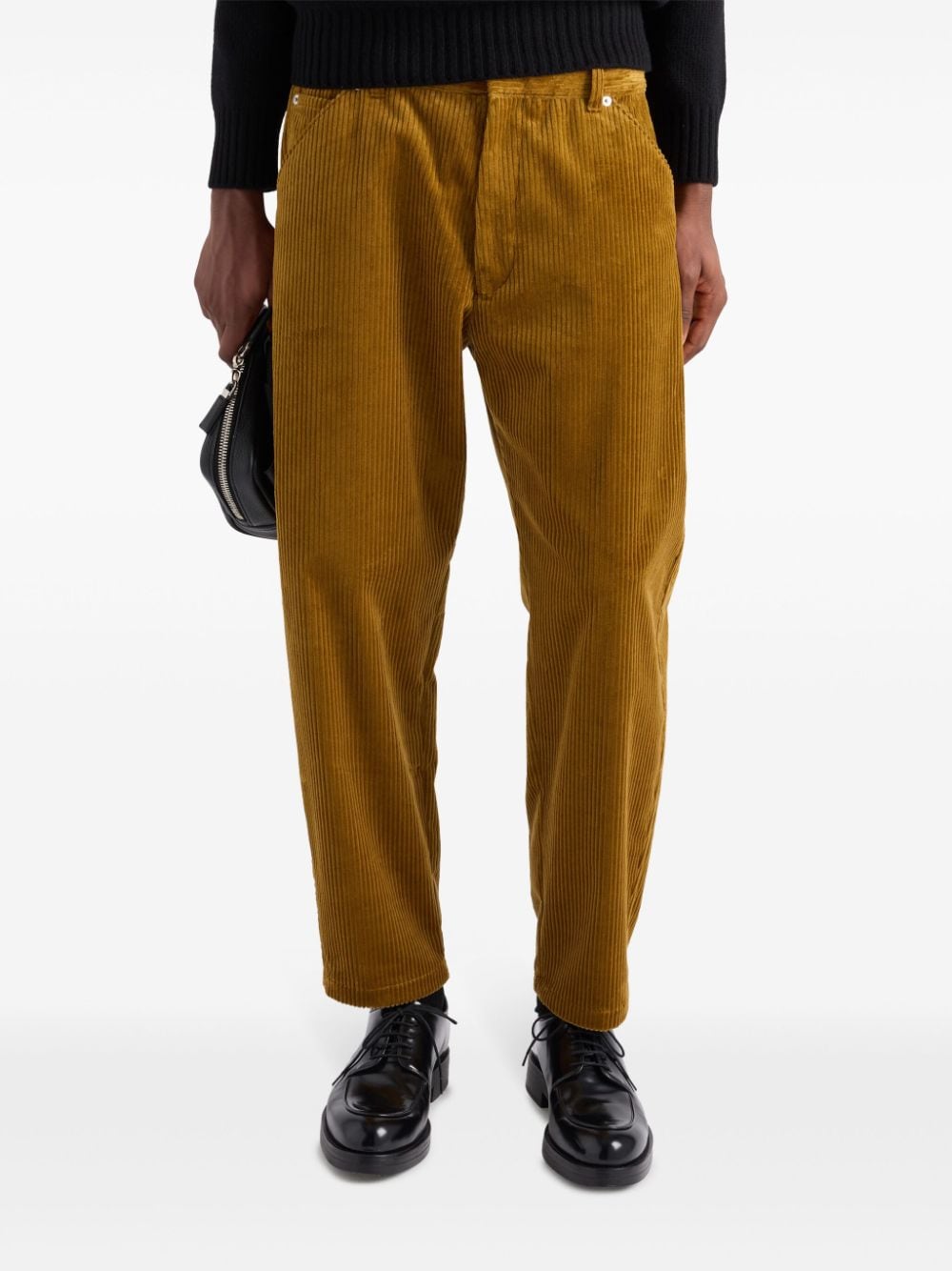 Shop Prada Pinwale Corduroy Trousers In Yellow