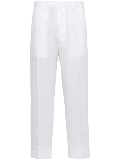 Pantalon en lin à coupe fuselée - Prada - Modalova