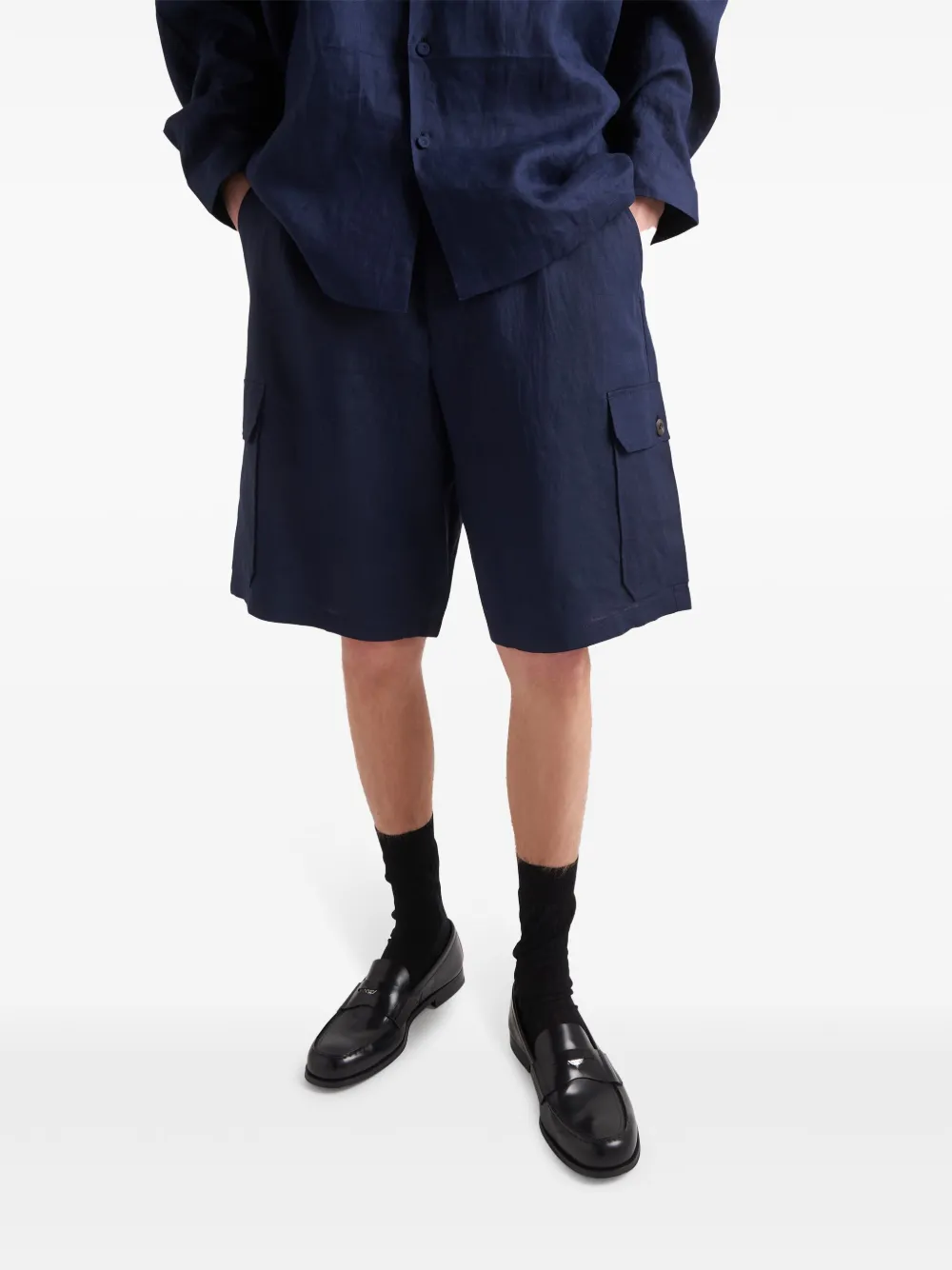 Prada Linnen bermuda shorts Blauw