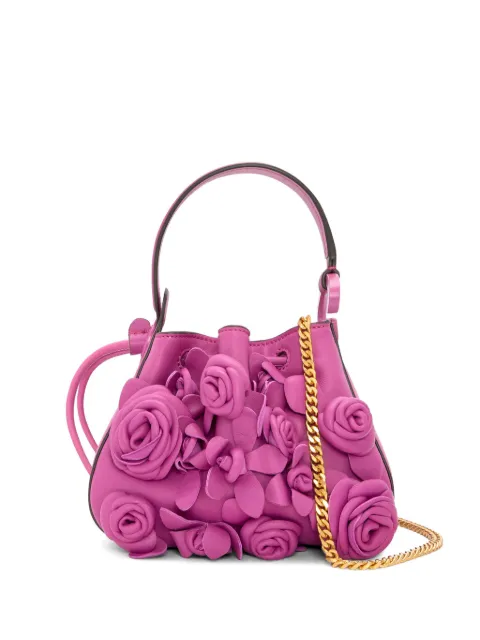 Oscar de la Renta nano O Handle floral-appliqué bag