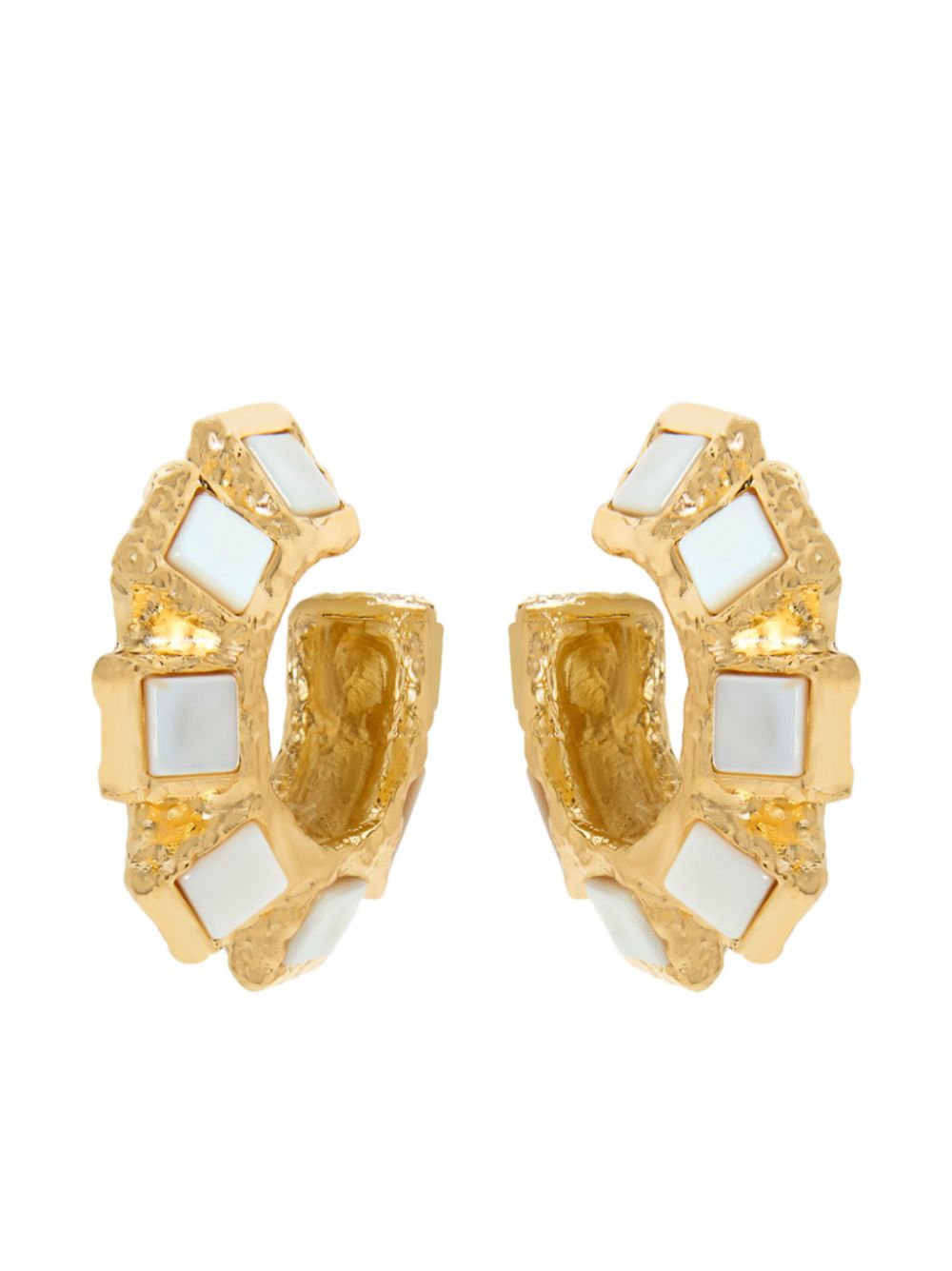 Oscar de la Renta Square Stone hoop earrings - Gold