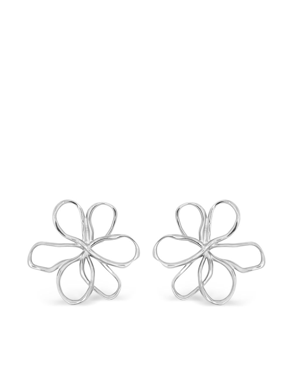 Oscar de la Renta small Threaded Flower earrings - Silver