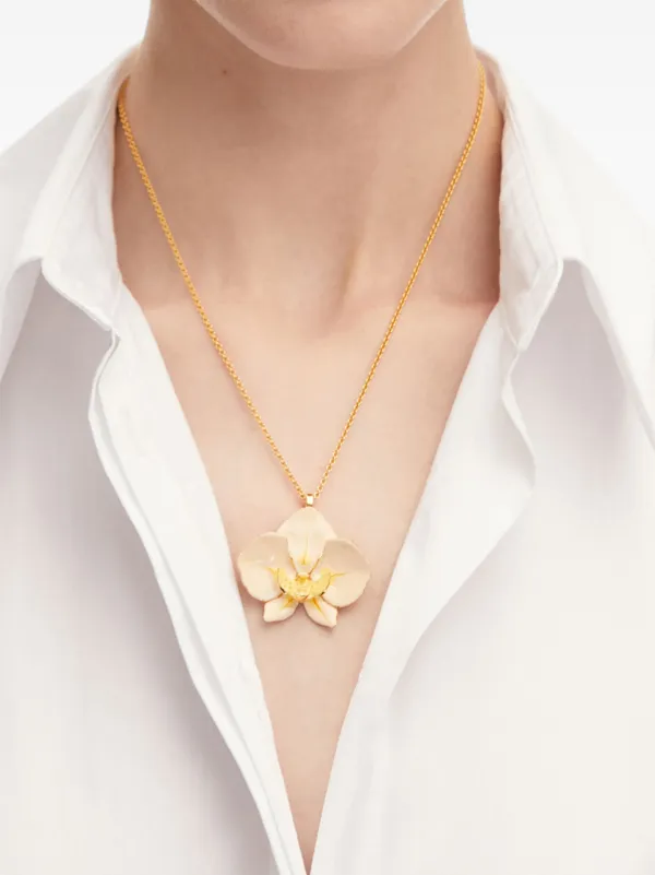 Gold orchid pendant discount