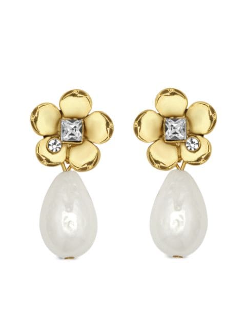 Oscar de la Renta aretes Flower Pearl