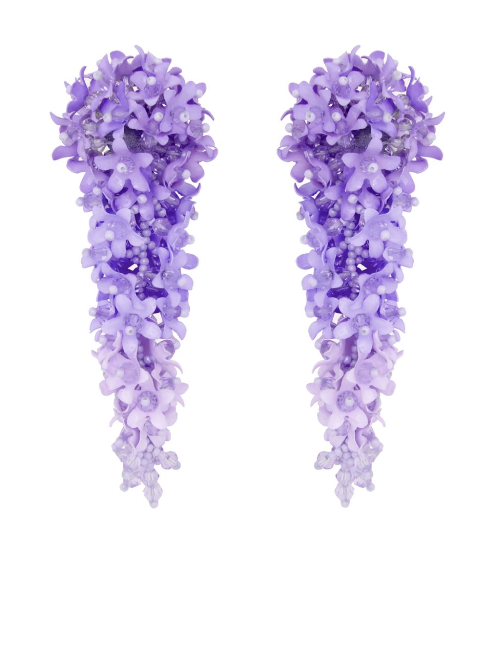 Oscar de la Renta Cascading Flower clip-on earrings - Purple