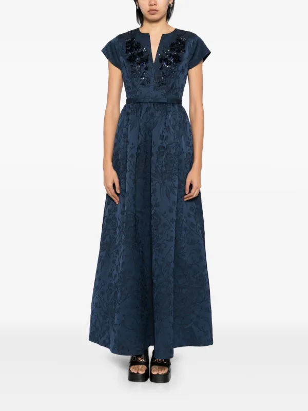sachin and babi blue dress & Brooke Gown - Powder Bouquet Babi Brooklynne Floral Cloqu Gown Sachin & Babi Blaine Taffeta