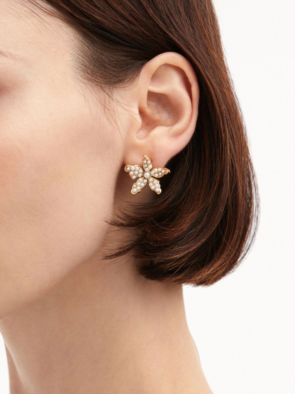 Oscar de la Renta Pavé Pearl Flower earrings - Gold