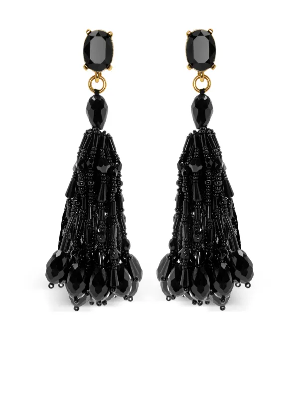 Oscar de la renta black tassel earrings on sale