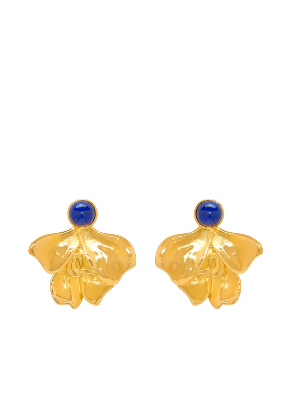 Oscar de la Renta Cabochon Petal clip-on earrings - Gold