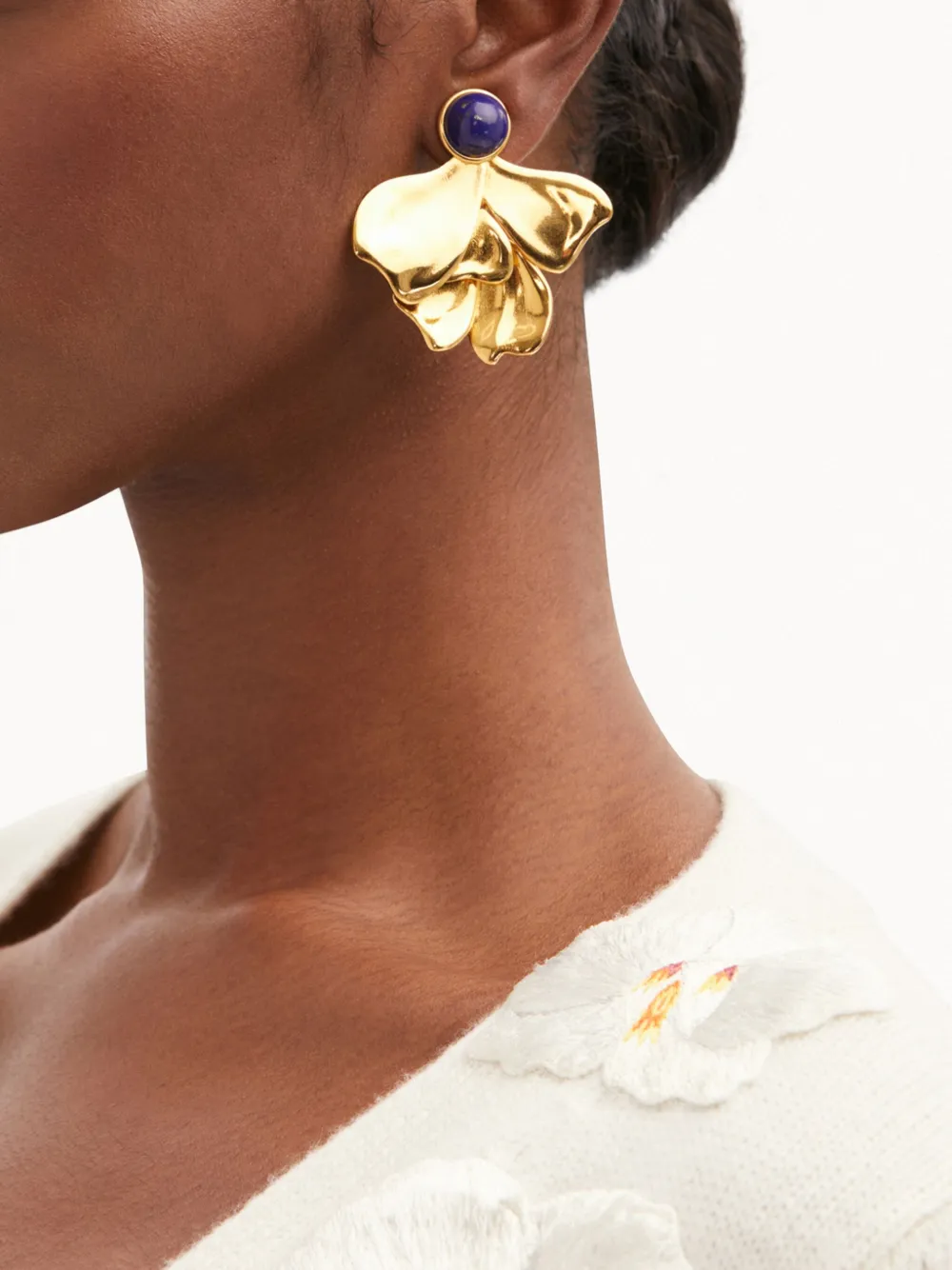 Oscar De La Renta Cabochon Petal Clip-on Earrings In Gold