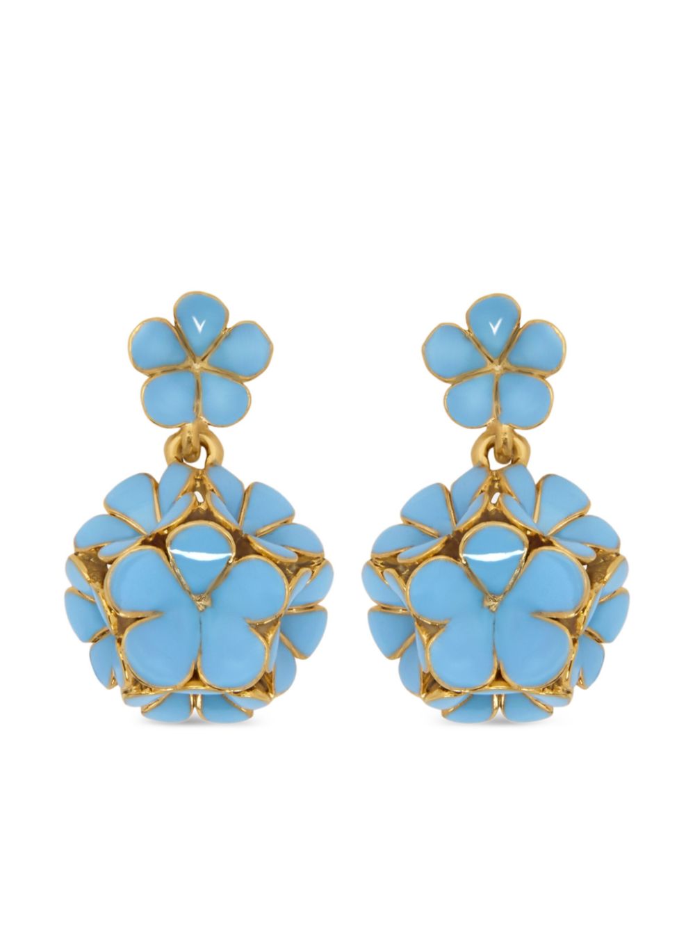 Flower drop clip-on earrings