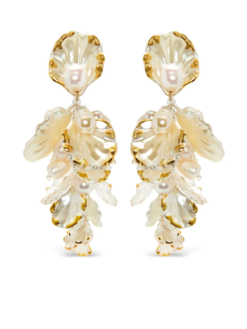 Oscar de la Renta Flower マザーオブパール ピアス - ニュートラル Oscar de la Renta Flower マザーオブパール ピアス - ニュートラル