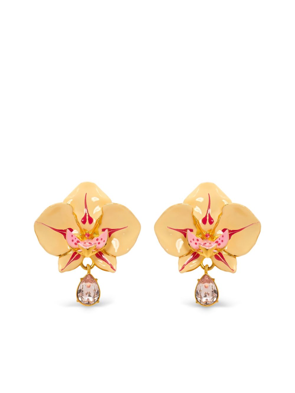 Oscar de la Renta Watercolor Orchid clip-on earrings - Gold