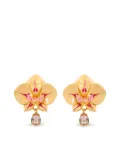 Oscar de la Renta Watercolor Orchid clip-on earrings - Gold