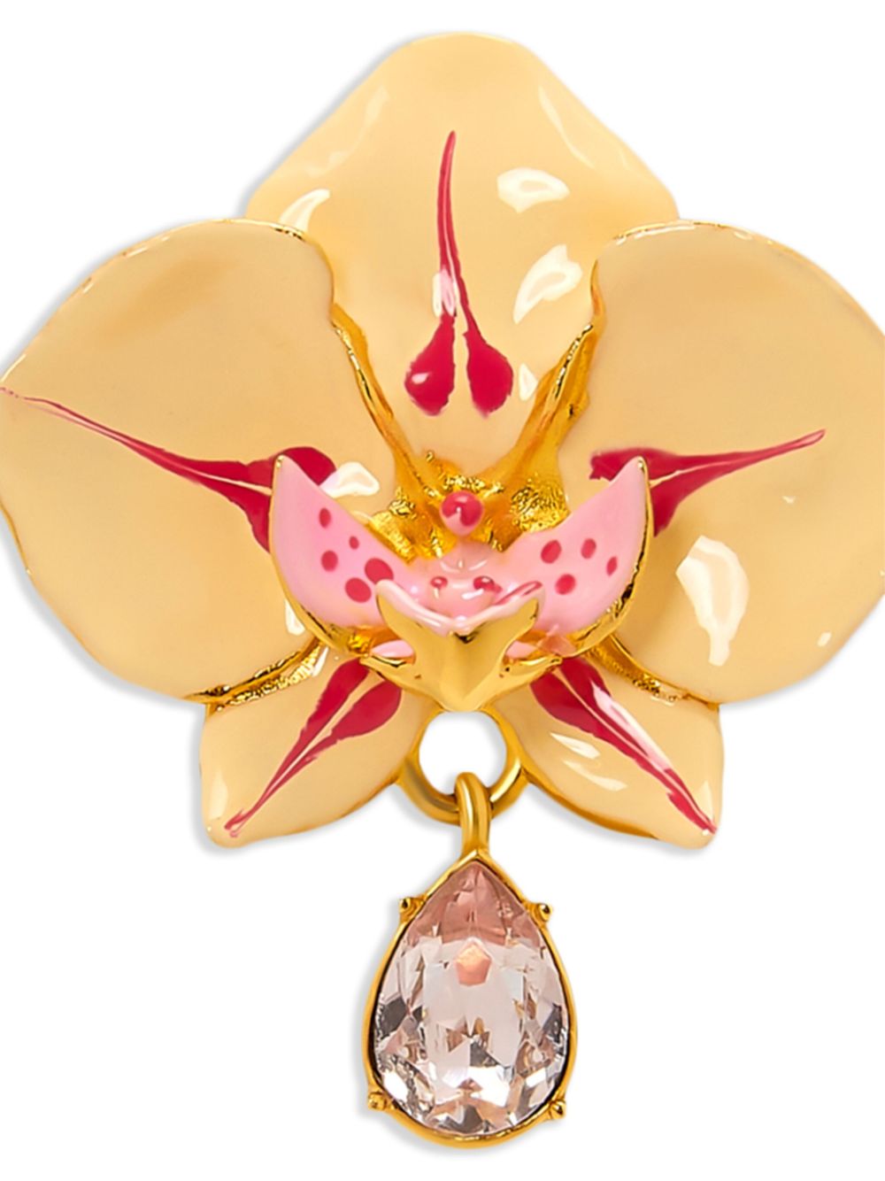 Oscar de la Renta Watercolor Orchid clip-on earrings - Gold