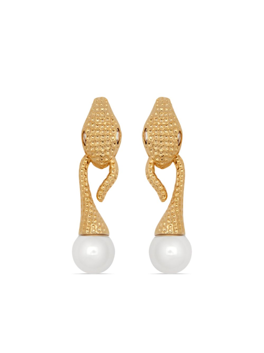 Snake Pearl drop clip-on earrings