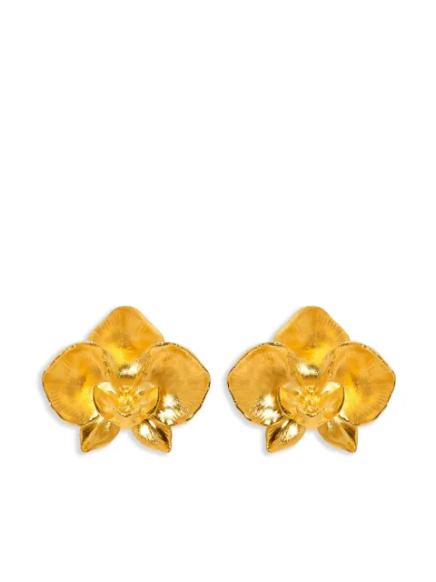 Oscar de la Renta Orchid clip-on earrings