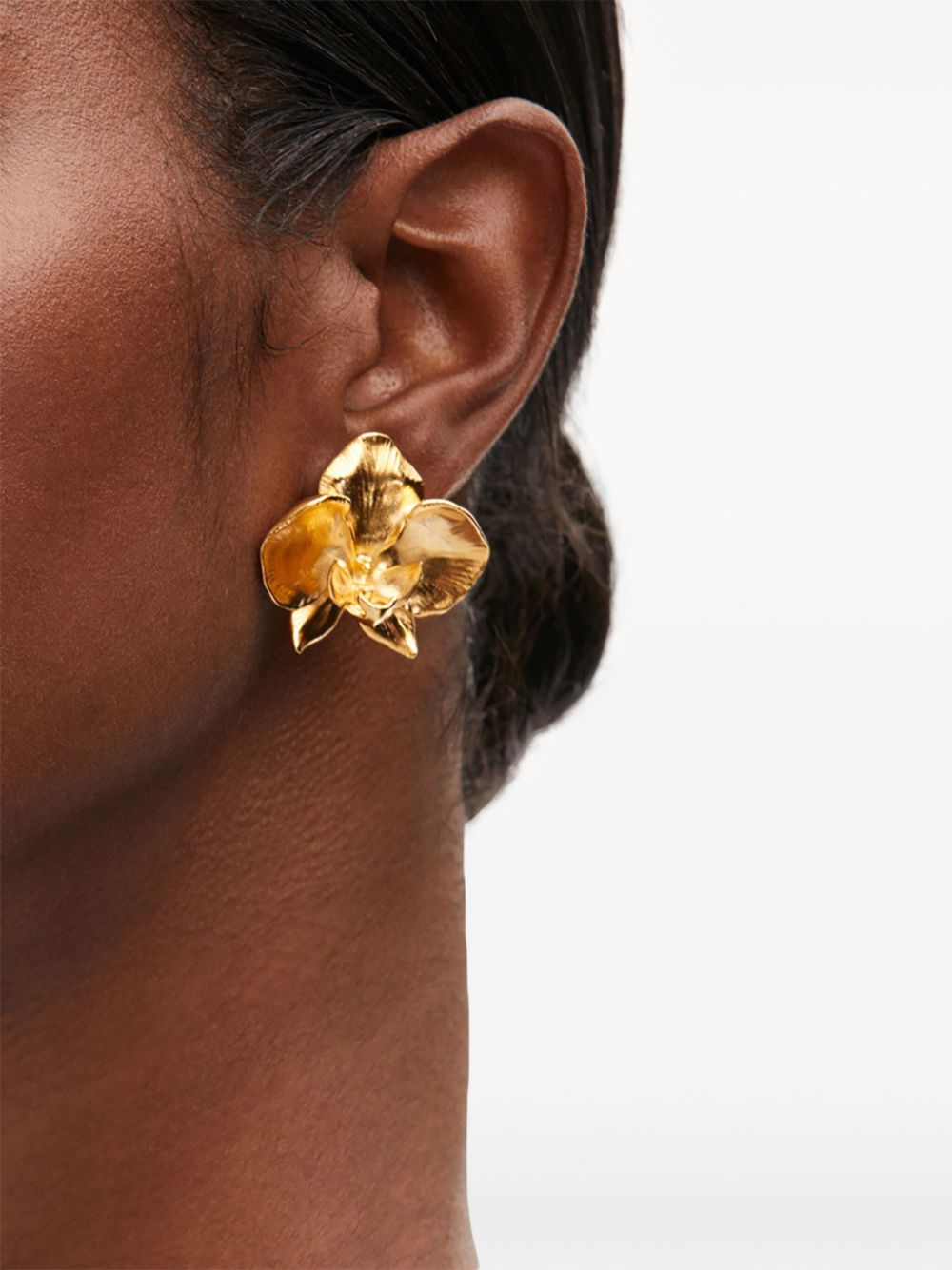 Oscar de la Renta Orchid clip-on earrings - Gold