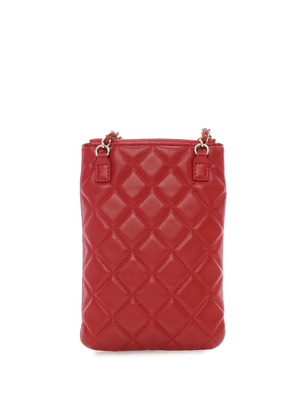 CHANEL Pre Owned 2019 CC Quilted Lambskin Phone Holder With Chain Crossbody Bag Rot FARFETCH DE