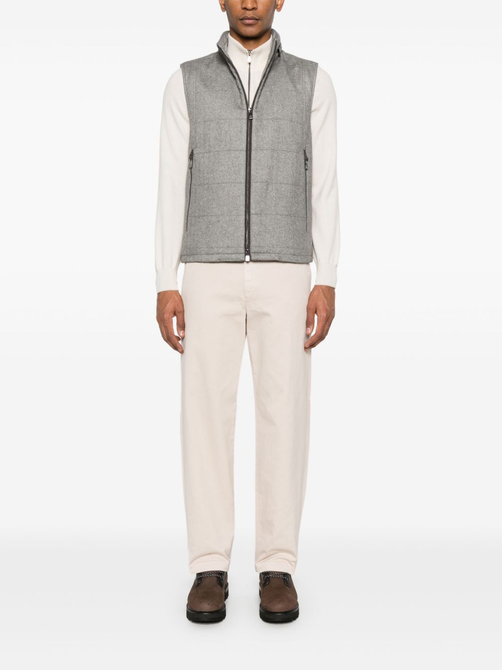 Corneliani Gilet met visgraatpatroon - Grijs