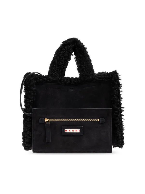 Shearling selling Small TF black tote Shopping Bag