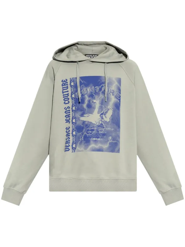 Versace Jeans Couture Felpa Swan Con Logo Grigio FARFETCH IT
