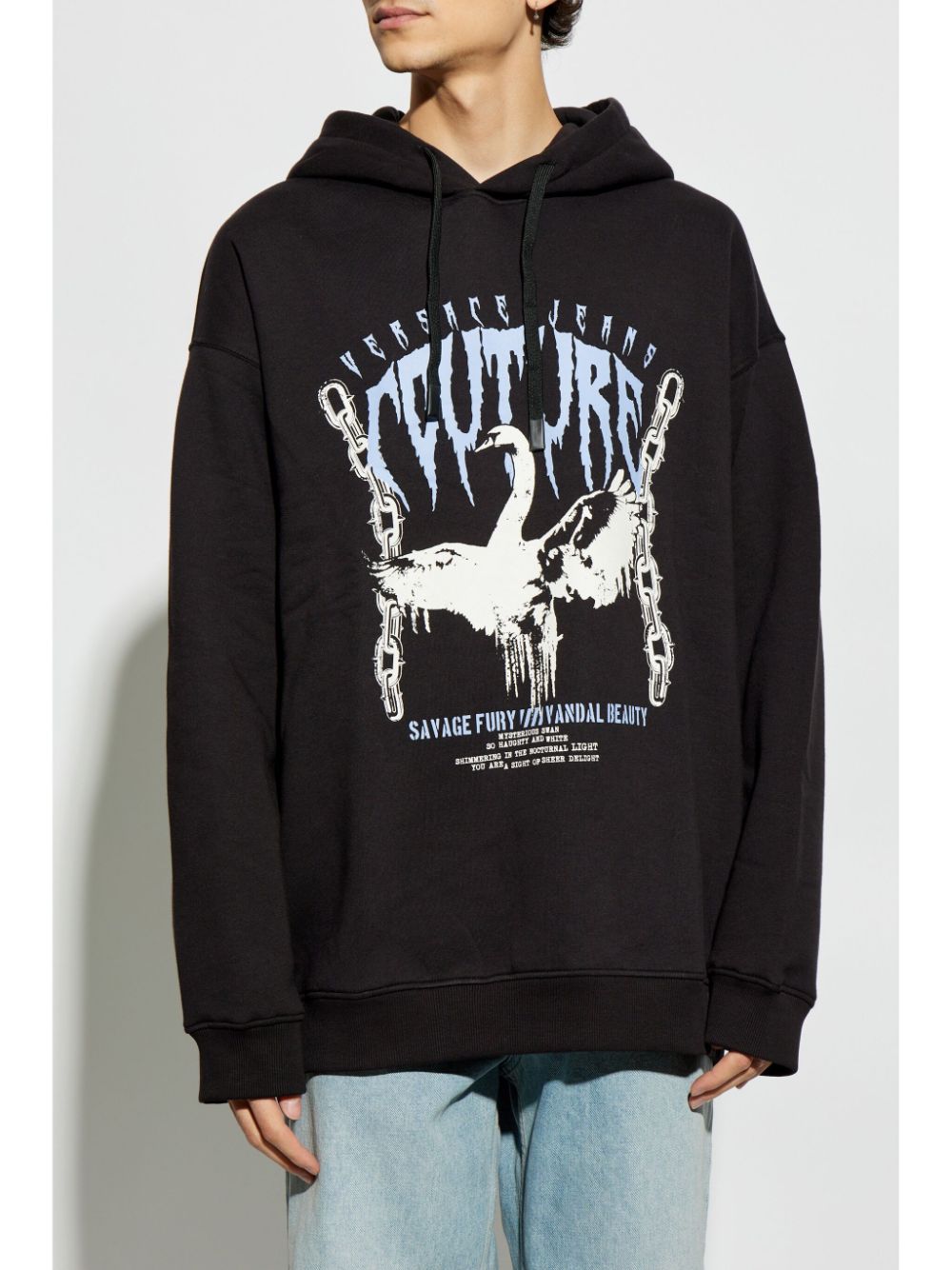 Shop Versace Jeans Couture Graphic-print Hoodie In 黑色