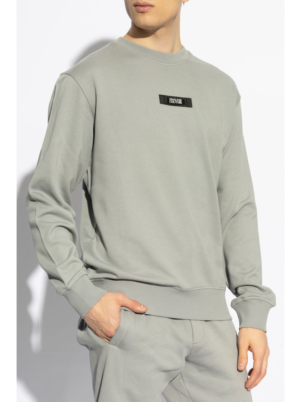 Shop Versace Jeans Couture Logo-patch Sweatshirt In Grey