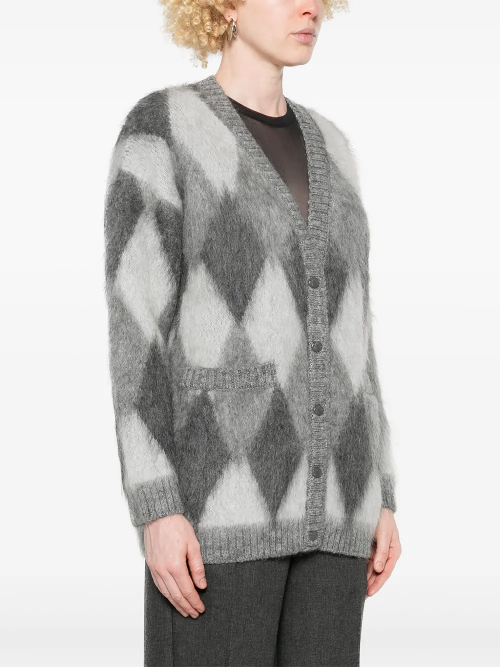 MONCLER DIAMOND-PATTERN CARDIGAN