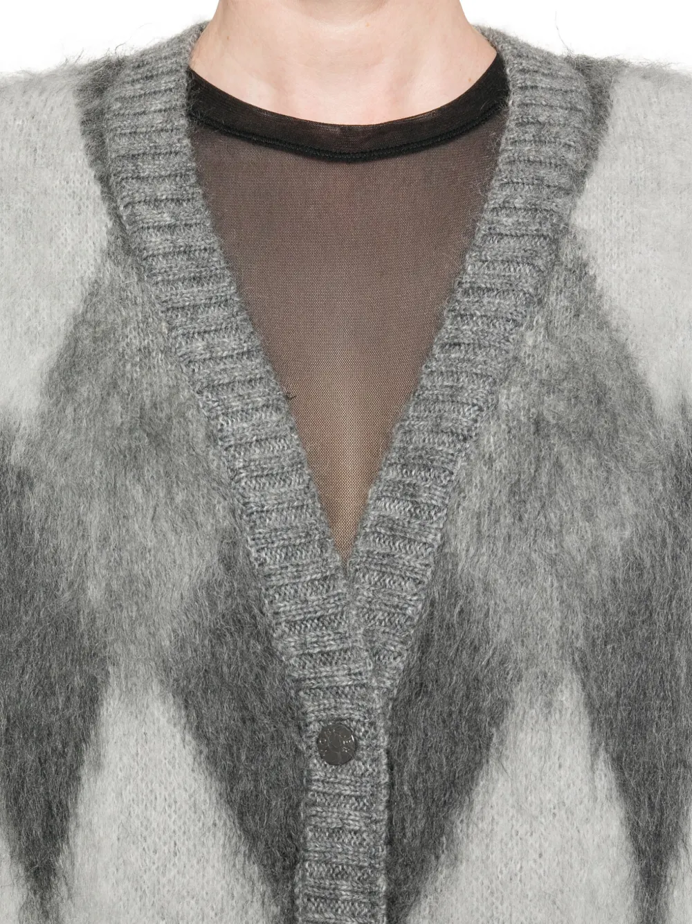 MONCLER DIAMOND-PATTERN CARDIGAN
