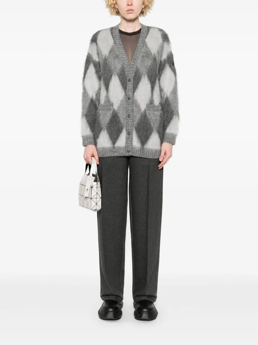 MONCLER DIAMOND-PATTERN CARDIGAN