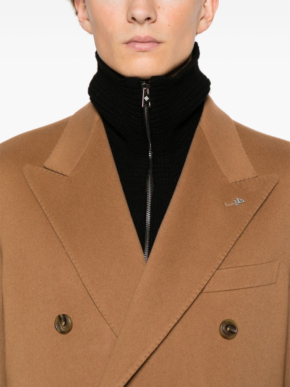 Shop Tagliatore Double-breasted Coat In Brown