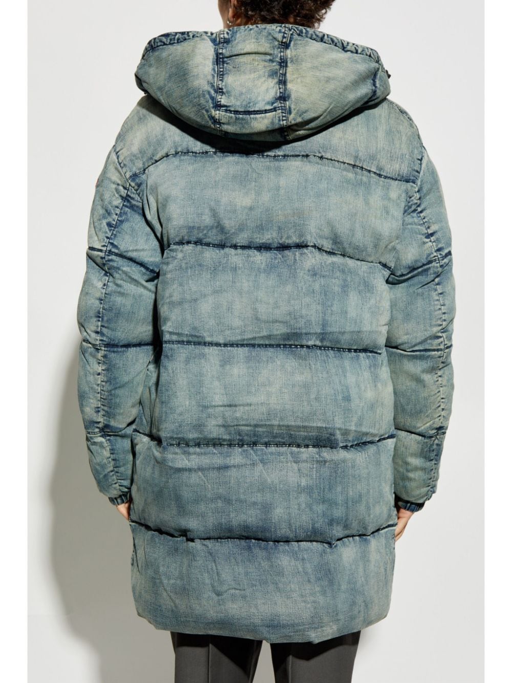 Shop Diesel Denim Padded Coat In Blue