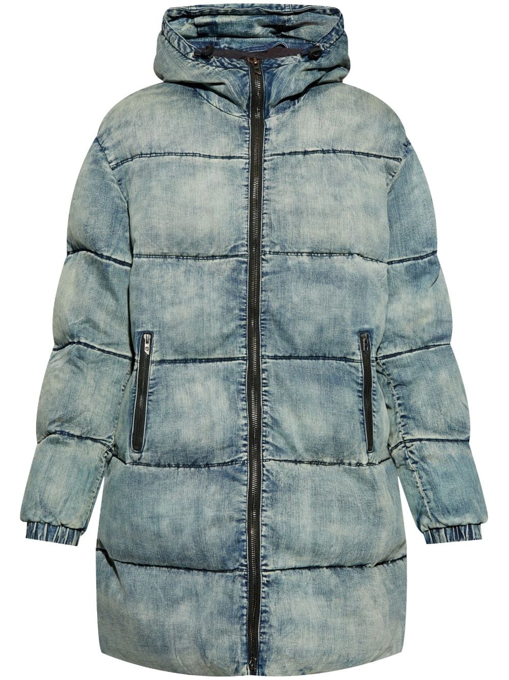 Shop Diesel Denim Padded Coat In Blue