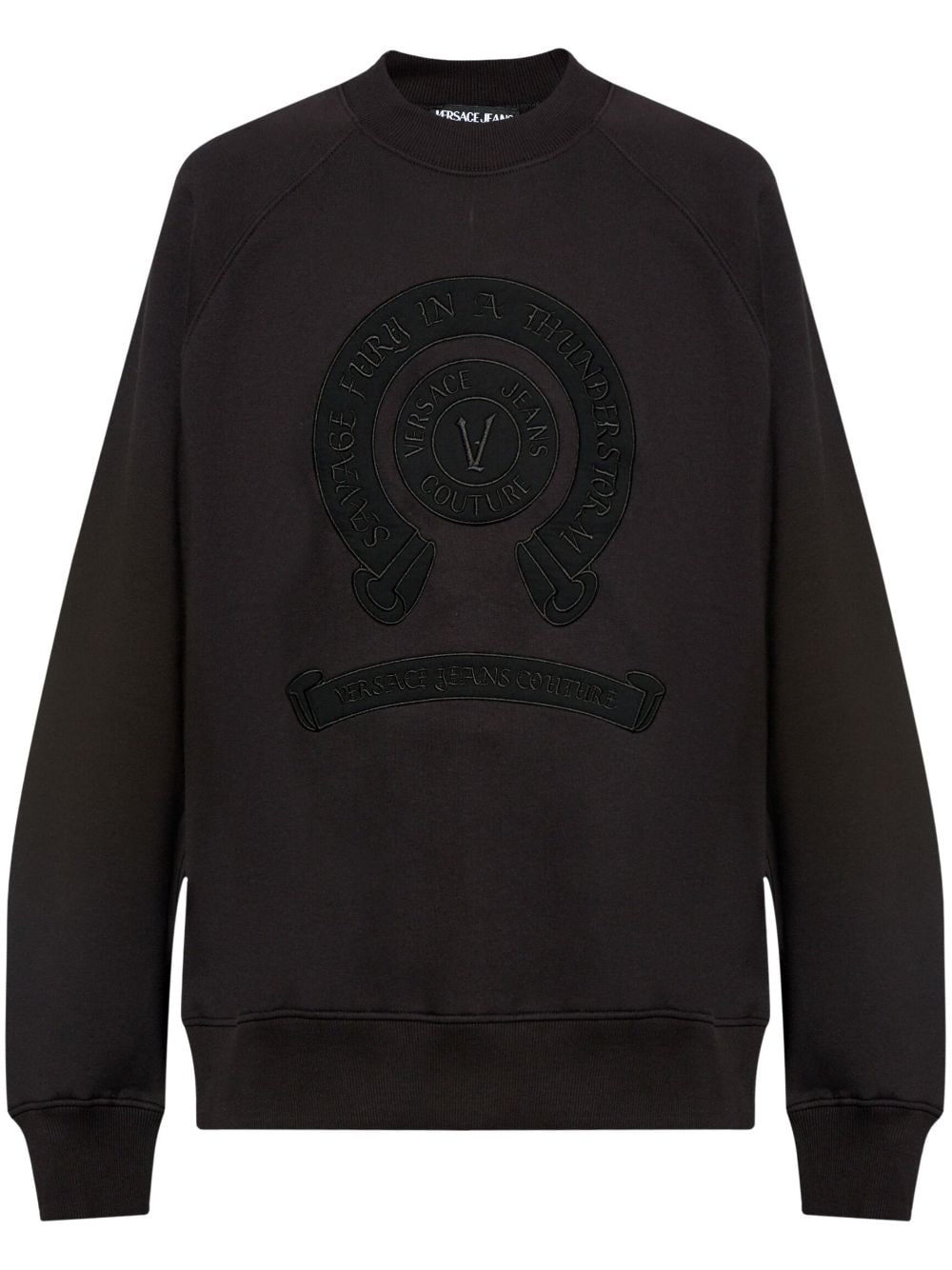 Shop Versace Jeans Couture Logo-appliqué Sweatshirt In Black